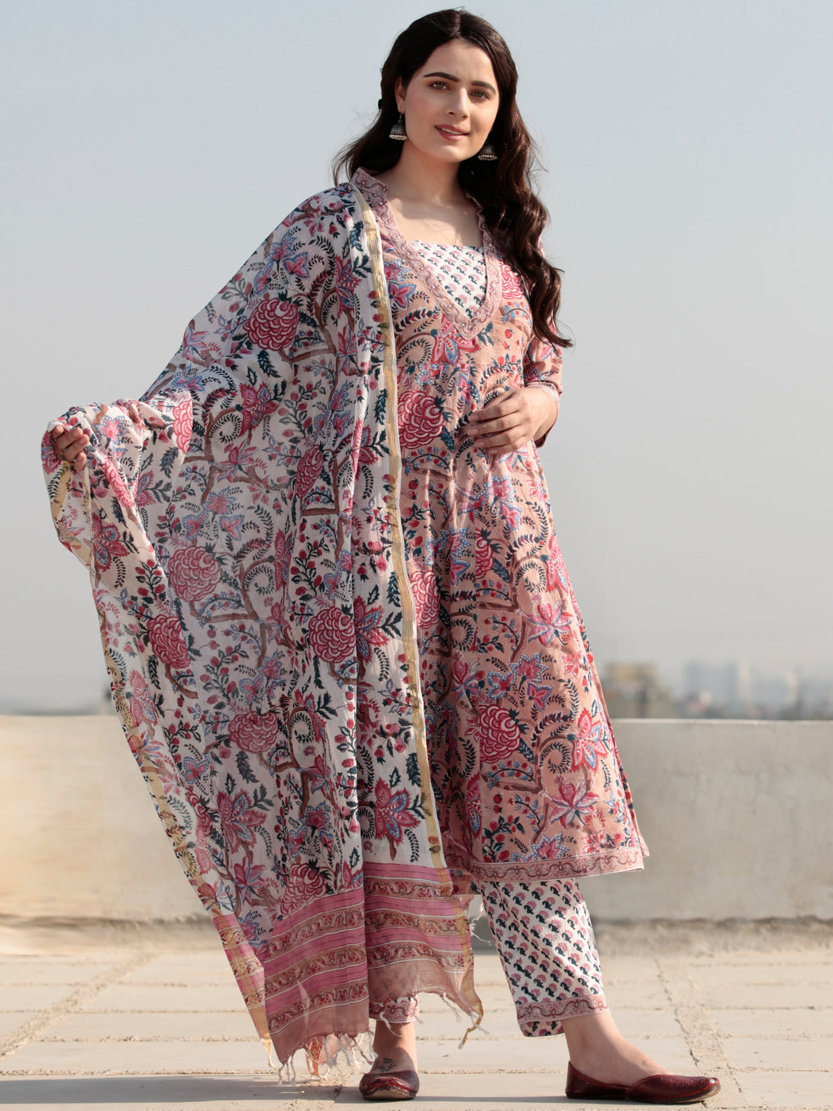 Zohra Rabiqa - Set of Anarkali Kurta Pants & Dupatta - KS110A2515D