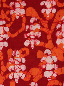 Red White Orange Natural Dyed Hand Block Printed Cotton Fabric Per Meter - F0916311
