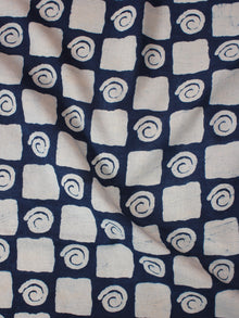 Indigo Ivory Natural Dyed Hand Block Printed Cotton Fabric Per Meter - F0916078