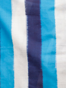 Black White Blue Ikat Handwoven Pochampally Mercerized Cotton Saree - S031701426