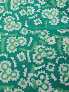 Green White Hand Block Printed Cotton Fabric Per Meter - F0916323
