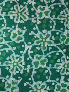Green White Hand Block Printed Cotton Fabric Per Meter - F0916322