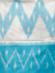 Sky Blue White Ikat Handwoven Pochampally Mercerized Cotton Saree - S031701415