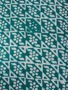 Green White Hand Block Printed Cotton Fabric Per Meter - F0916321