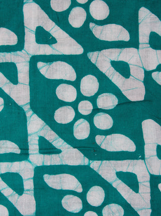 Green White Hand Block Printed Cotton Fabric Per Meter - F0916321