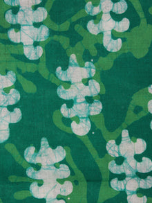 Green White Hand Block Printed Cotton Fabric Per Meter - F0916320