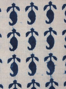 Indigo White Natural Dyed Hand Block Printed Cotton Fabric Per Meter - F0916018