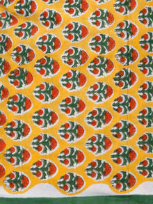 Yellow Orange Green Hand Block Printed Cotton Suit-Salwar Fabric With Chiffon Dupatta (Set of 3) - SU01HB392