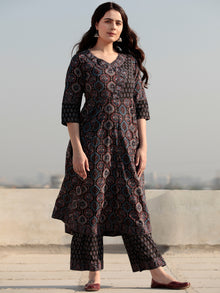 Ajrakh Amara - Set of Anarkali Kurta Palazzo & Dupatta - KS131A2513D