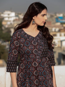 Ajrakh Amara - Set of Anarkali Kurta Palazzo & Dupatta - KS131A2513D