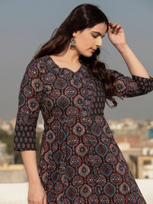 Ajrakh Amara - Set of Anarkali Kurta Palazzo & Dupatta - KS131A2513D