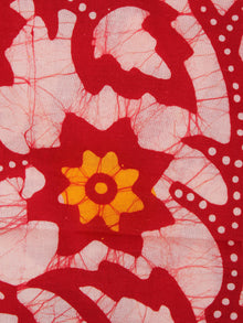 Red Multi Color Hand Block Printed Cotton Fabric Per Meter - F0916319