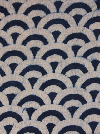 White Indigo Hand Block Printed Cotton Fabric Per Meter - F0916328