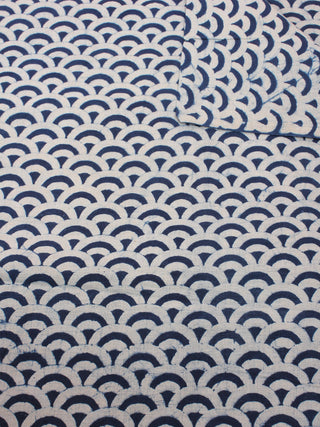 White Indigo Hand Block Printed Cotton Fabric Per Meter - F0916328