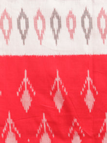 Red Black Ivory Grey Pink Ikat Handwoven Pochampally Mercerized Cotton Saree - S031701584