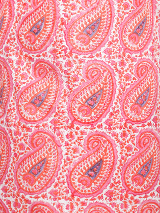 Pink White Blue Hand Block Printed Kurta With Knot sleeves - K89F1480