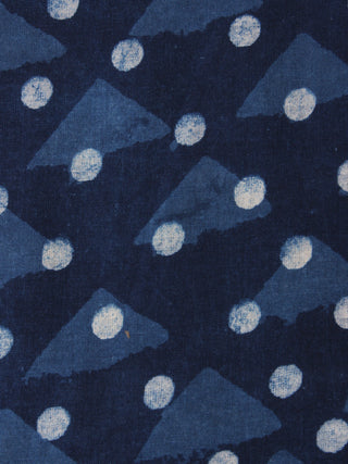 Indigo White Hand Block Printed Cotton Fabric Per Meter - F0916325