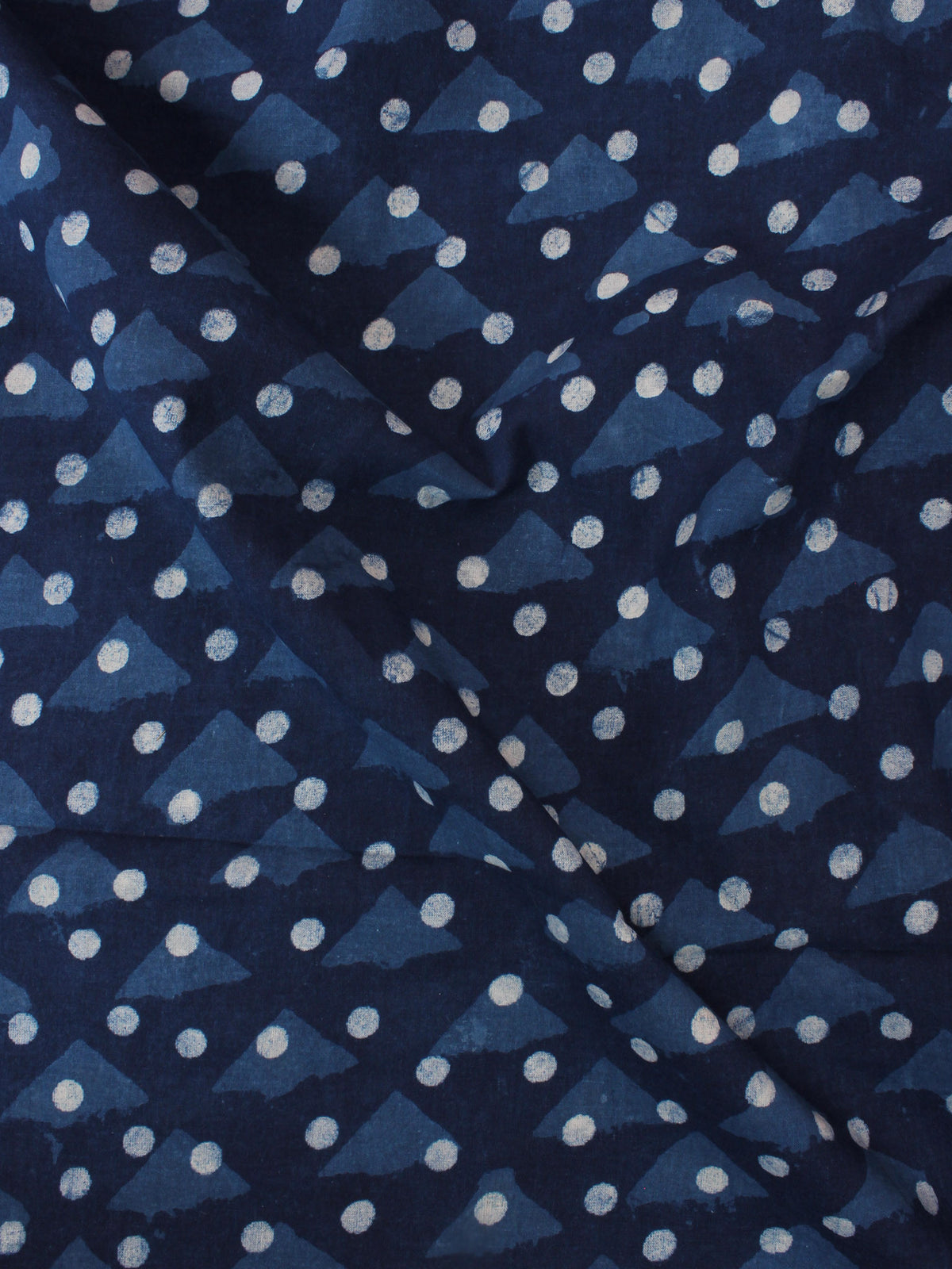 Indigo White Hand Block Printed Cotton Fabric Per Meter - F0916325