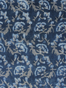 Indigo Ivory Kashish Hand Block Printed Cotton Fabric Per Meter - F001F980