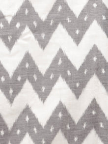 Black White Grey Ikat Handwoven Pochampally Mercerized Cotton Saree - S031701510