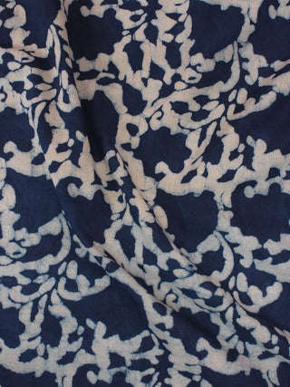 Indigo White Hand Block Printed Cotton Fabric Per Meter - F0916326
