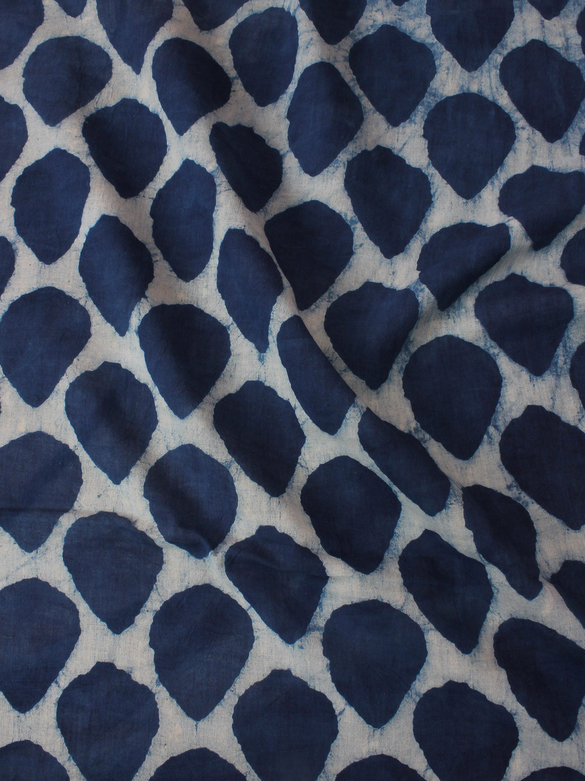 Indigo White Hand Block Printed Cotton Fabric Per Meter - F0916329
