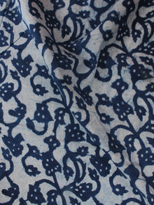Indigo White Hand Block Printed Cotton Fabric Per Meter - F0916330