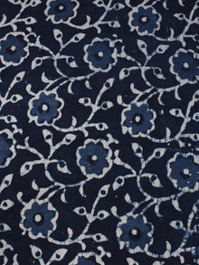 Indigo Blue White Hand Block Printed Cotton Fabric Per Meter - F0916015