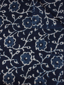 Indigo Blue White Hand Block Printed Cotton Fabric Per Meter - F0916015
