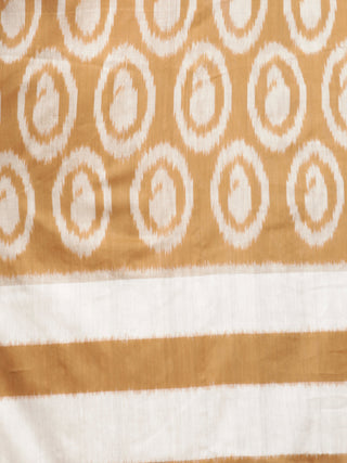 Olive Green Black Ivory Ikat Handwoven Pochampally Mercerized Cotton Saree - S031701429