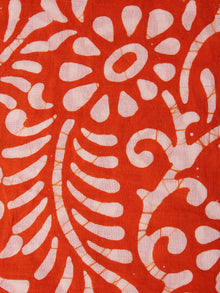 Orange White Hand Block Printed Cotton Fabric Per Meter - F0916340