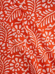 Orange White Hand Block Printed Cotton Fabric Per Meter - F0916340