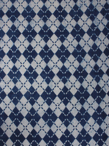 Indigo Blue White Hand Block Printed Cotton Fabric Per Meter - F0916023