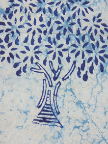 Ivory Indigo Natural Dyed Hand Block Printed Cotton Fabric Per Meter - F0916309