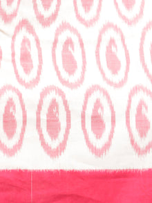 White Pink Black Ikat Handwoven Pochampally Mercerized Cotton Saree - S031701261