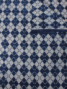 Indigo Blue White Hand Block Printed Cotton Fabric Per Meter - F0916023