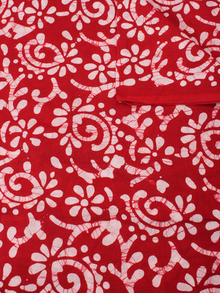 Red White Hand Block Printed Cotton Fabric Per Meter - F0916338