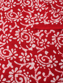 Red White Hand Block Printed Cotton Fabric Per Meter - F0916338