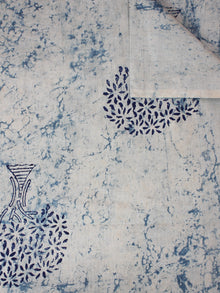 Ivory Indigo Natural Dyed Hand Block Printed Cotton Fabric Per Meter - F0916309