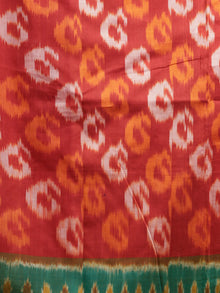 Maroon Green Ivory Orange Ikat Handwoven Pochampally Mercerized Cotton Saree - S031701513