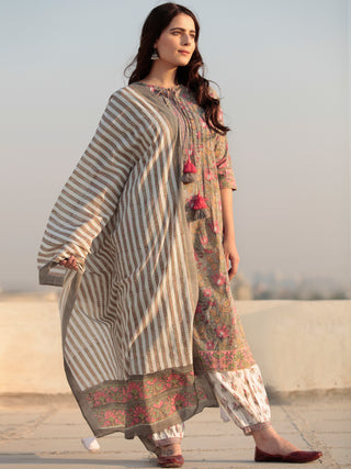 Zohra Naina - Set of Straight Kurta Salwar & Dupatta - KS140B2503D