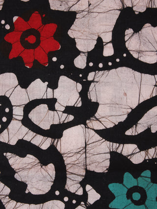 White Multi Color Hand Block Printed Cotton Fabric Per Meter - F0916337