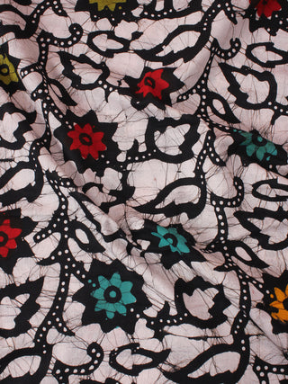 White Multi Color Hand Block Printed Cotton Fabric Per Meter - F0916337