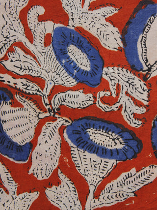 Red Beige Indigo Black Hand Block Printed Cotton Fabric Per Meter - F001F986