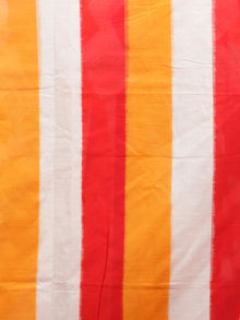 Red Orange Ivory Ikat Handwoven Pochampally Mercerized Cotton Saree - S031701588
