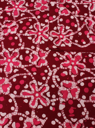 Maroon Pink White Hand Block Printed Cotton Fabric Per Meter - F0916334