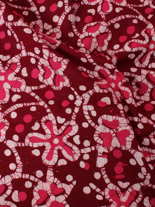 Maroon Pink White Hand Block Printed Cotton Fabric Per Meter - F0916334