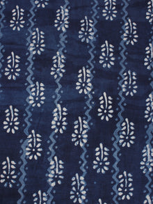 Indigo White Hand Block Printed Cotton Fabric Per Meter - F0916349