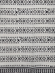 Ivory Green Black Hand Block Printed Cotton Suit-Salwar Fabric With Chiffon Dupatta (Set of 3) - SU01HB401