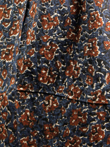 Indigo Black Brown Beige Hand Block Printed Cotton Long Dress With Front Pockets - D259F1378
